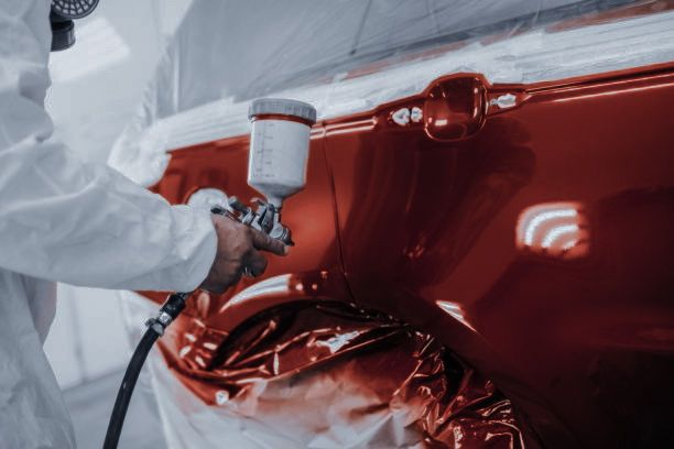 Red car spray painting